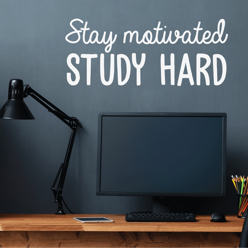 Vinyl Wall Art Decal - Stay Motivated Study Hard - 15" x 36" - Modern Positive Motivational Quote For Home Kids Room Office Workplace School Classroom Decoration Sticker 2