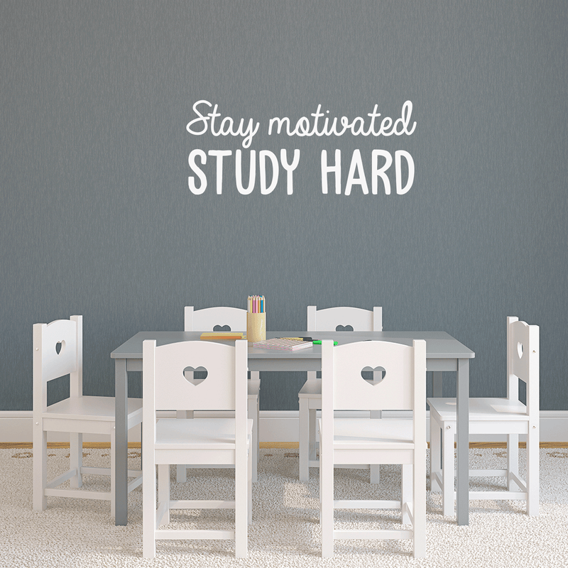 Vinyl Wall Art Decal - Stay Motivated Study Hard - 15" x 36" - Modern Positive Motivational Quote For Home Kids Room Office Workplace School Classroom Decoration Sticker 3