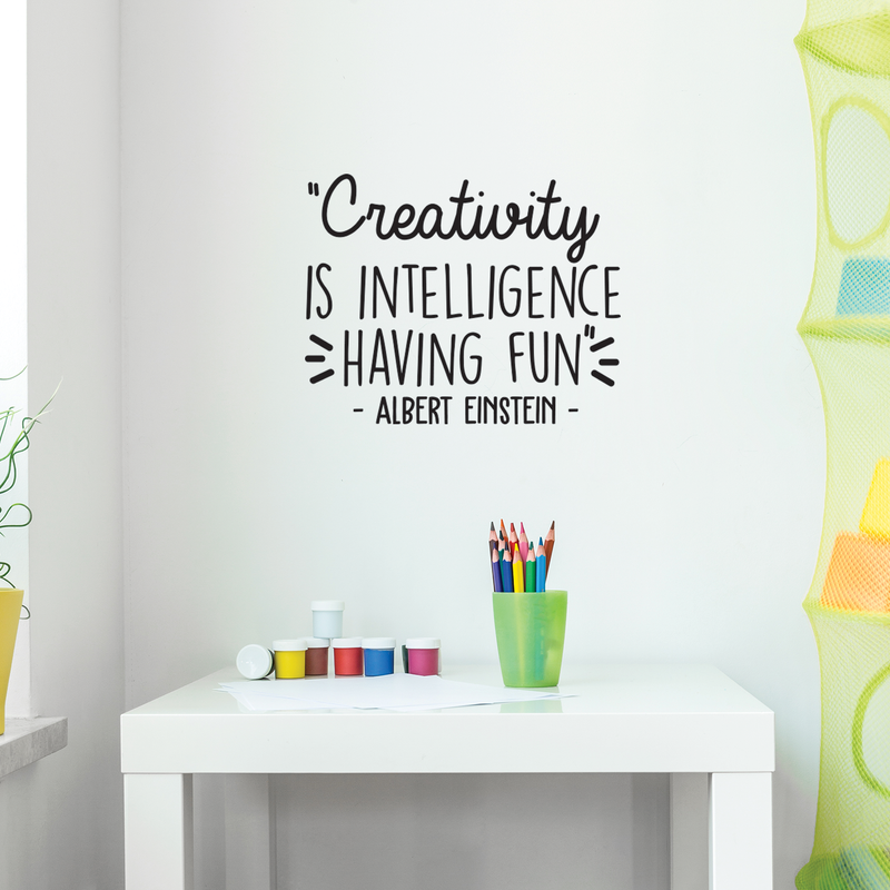 Vinyl Wall Art Decal - Creativity Is Intelligence Having Fun - 17" x 21.5" - Modern Positive Inspirational Quote For Home Bedroom Kids Room School Classroom Office Decoration Sticker 3