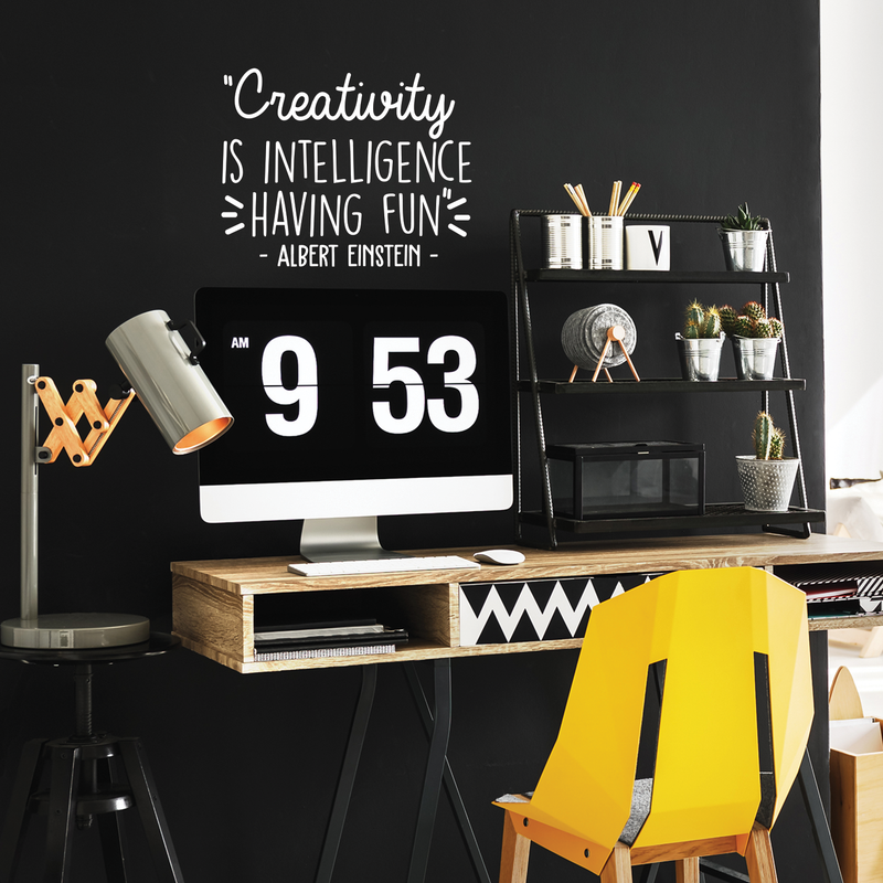 Vinyl Wall Art Decal - Creativity Is Intelligence Having Fun - 17" x 21.5" - Modern Positive Inspirational Quote For Home Bedroom Kids Room School Classroom Office Decoration Sticker 3