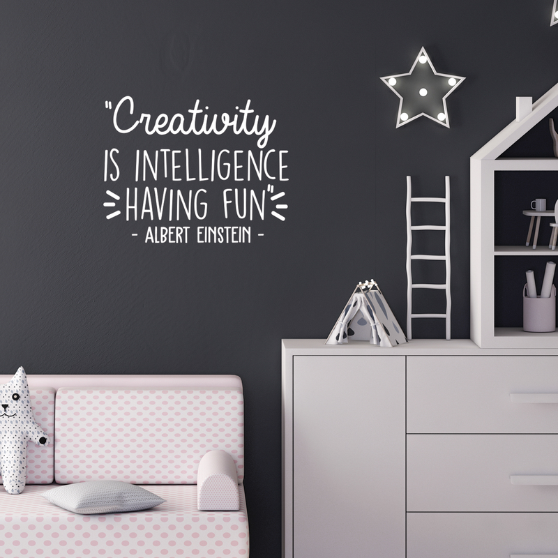 Vinyl Wall Art Decal - Creativity Is Intelligence Having Fun - 17" x 21.5" - Modern Positive Inspirational Quote For Home Bedroom Kids Room School Classroom Office Decoration Sticker 2