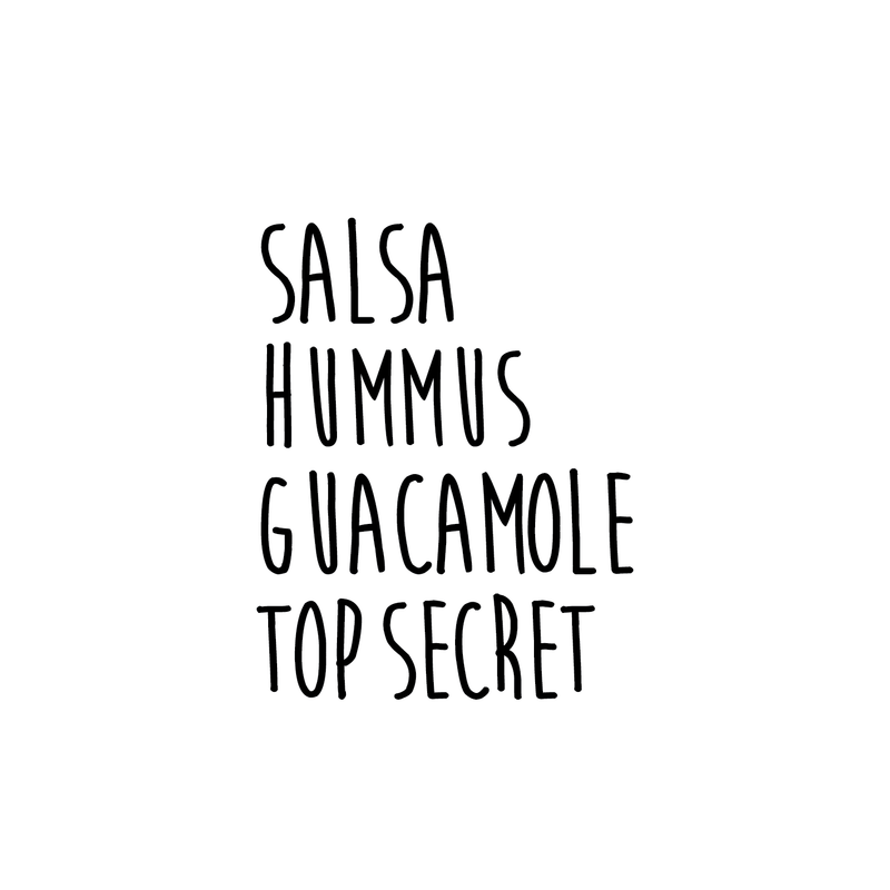 Vinyl Art Decals - Set of 4 Bowl Labels - 1.Each - Kitchen Bowls Cupboard Jars Containers Pantry Organization Decor Guacamole Salsa Hummus Top Secret Labels 1