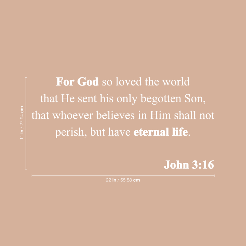Vinyl Wall Art Decal - For God So Loved The World John 3:16 - Modern Inspirational Religious Quote For Home Bedroom Office Workplace Church Decoration Sticker 5