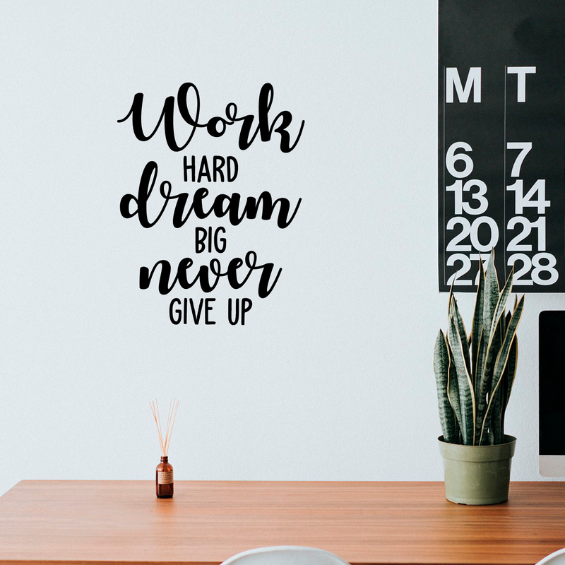 Vinyl Wall Art Decal - Work Hard Dream Big - 22" x 17" - Modern Positive Inspirational Quote For Home Bedroom Living Room Kids Room Office Workplace School Classroom Decoration Sticker 4