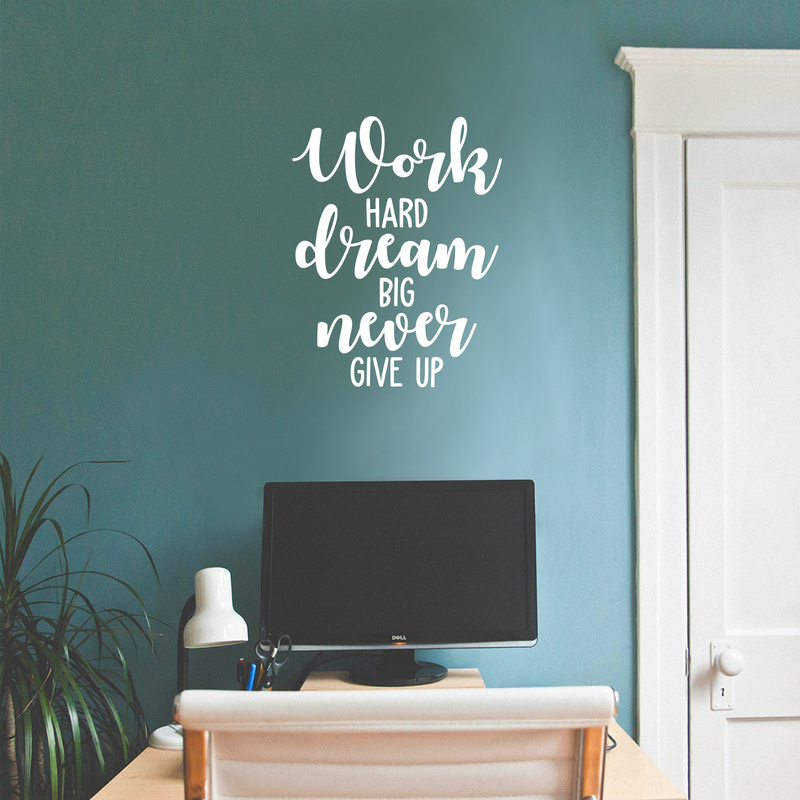 Vinyl Wall Art Decal - Work Hard Dream Big - 22" x 17" - Modern Positive Inspirational Quote For Home Bedroom Living Room Kids Room Office Workplace School Classroom Decoration Sticker 2