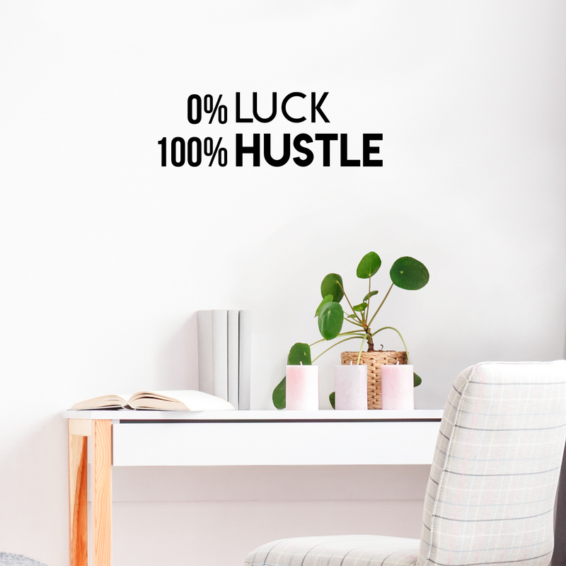 Vinyl Wall Art Decal - O Luck 100 Hustle - Trendy Motivational Quote For Home Bedroom Closet Office Workplace School Classroom Decoration Sticker 3