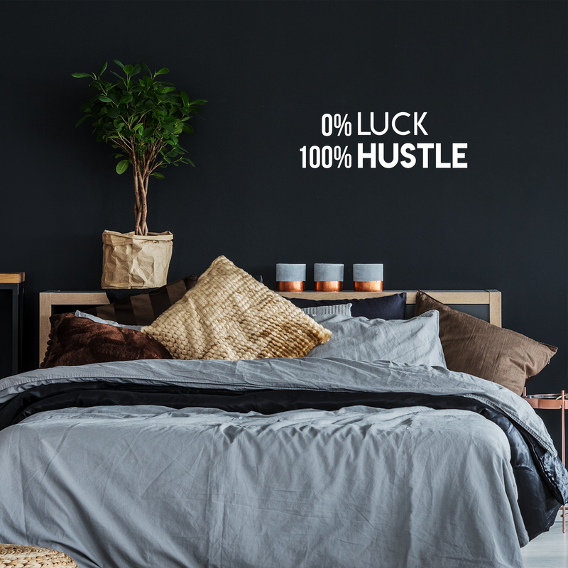 Vinyl Wall Art Decal - O Luck 100 Hustle - 10" x 30" - Trendy Motivational Quote For Home Bedroom Closet Office Workplace School Classroom Decoration Sticker 4