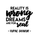 Vinyl Wall Art Decal - Reality Is Wrong Dreams Are For Real - Modern Inspirational Quote For Home Bedroom Closet Living Room Office Decoration Sticker 1