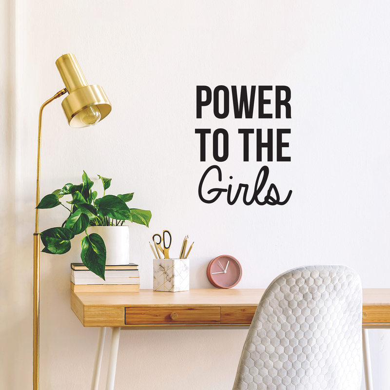 Vinyl Wall Art Decal - Power To The Girls - Modern Motivational Women Quote For Home Bedroom Closet Living Room Office Decoration Sticker 2