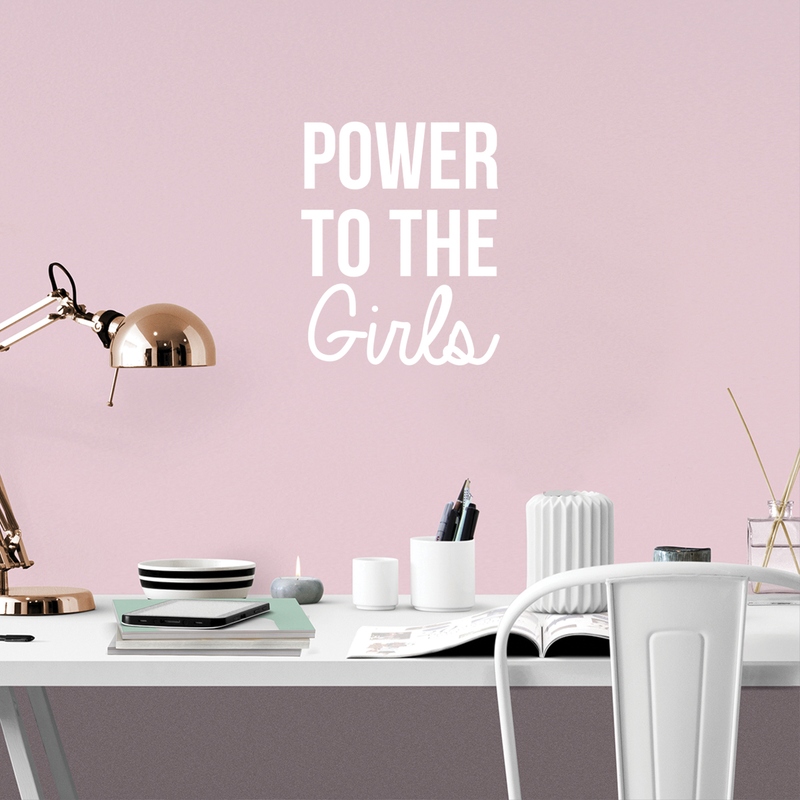 Vinyl Wall Art Decal - Power To The Girls - 21" x 17" - Modern Inspirational Quote For Home Bedroom Closet Living Room Office Decoration Sticker 1