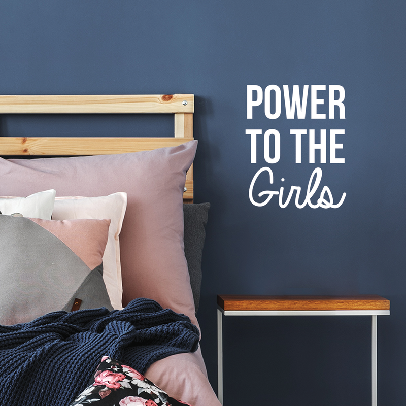 Vinyl Wall Art Decal - Power To The Girls - 21" x 17" - Modern Inspirational Quote For Home Bedroom Closet Living Room Office Decoration Sticker 4