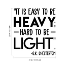 Vinyl Wall Art Decal - It Is Easy To Be Heavy Hard To Be Light - Modern Inspirational Quote For Home Bedroom Living Room Workplace Office Decoration Sticker 5