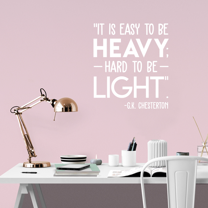 Vinyl Wall Art Decal - It Is Easy To Be Heavy Hard To Be Light - 25" x 22" - Modern Inspirational Quote For Home Bedroom Living Room Workplace Office Decoration Sticker 1