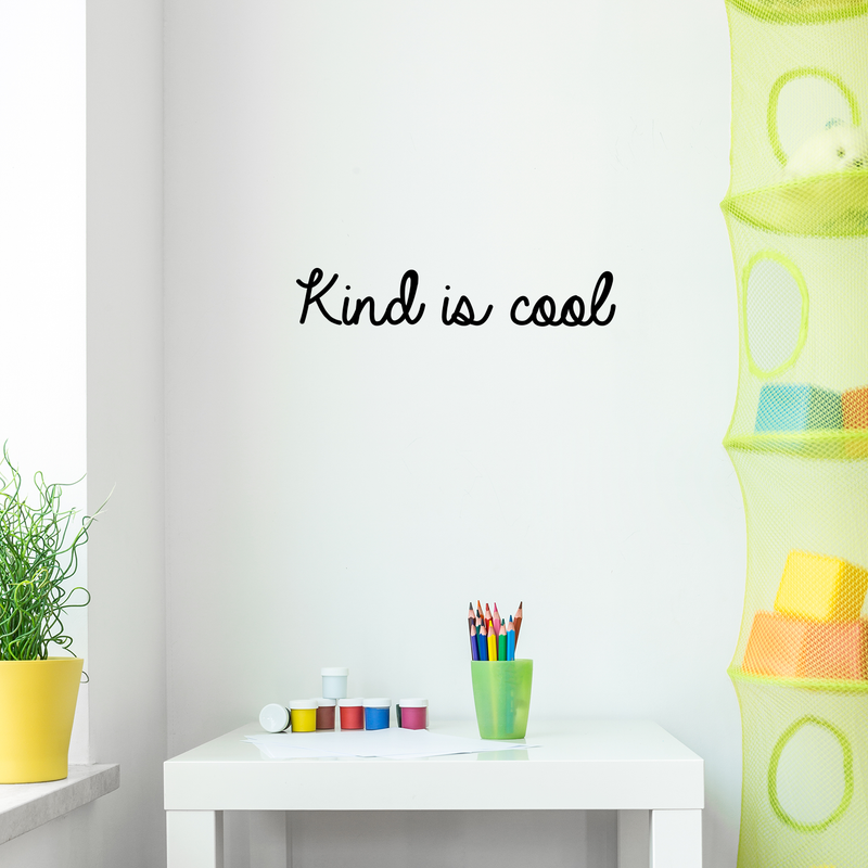 Vinyl Wall Art Decal - Kind Is Cool - 4" x 22" - Trendy Minimalist Kindness Quote For Home Living Room Kids Playroom School Office Small Business Decoration Sticker 1