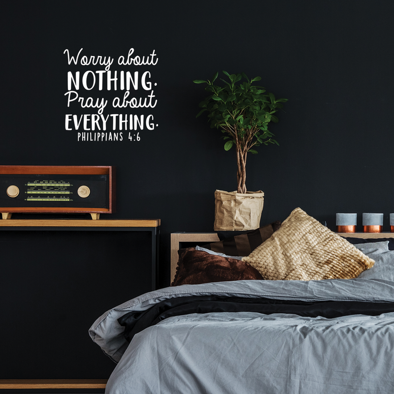 Vinyl Wall Art Decal - Worry About Nothing Pray About Everything - 17" x 17" - Modern Inspirational Religious Bible Verse Quote For Home Bedroom Office Church Decoration Sticker 2