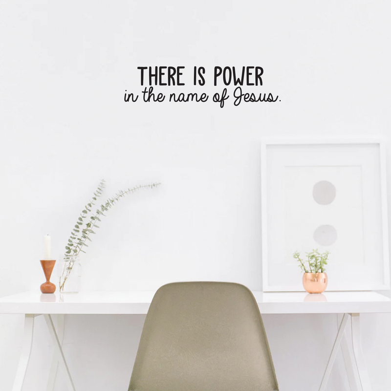 Vinyl Wall Art Decal - There Is Power In The Name Of Jesus - Modern Inspirational Religious God Faith Quote For Home Bedroom Office Church Decoration Sticker 3