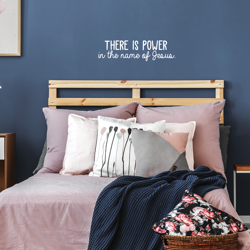 Vinyl Wall Art Decal - There Is Power In The Name Of Jesus - 8" x 30" - Modern Inspirational Religious God Faith Quote For Home Bedroom Office Church Decoration Sticker 3