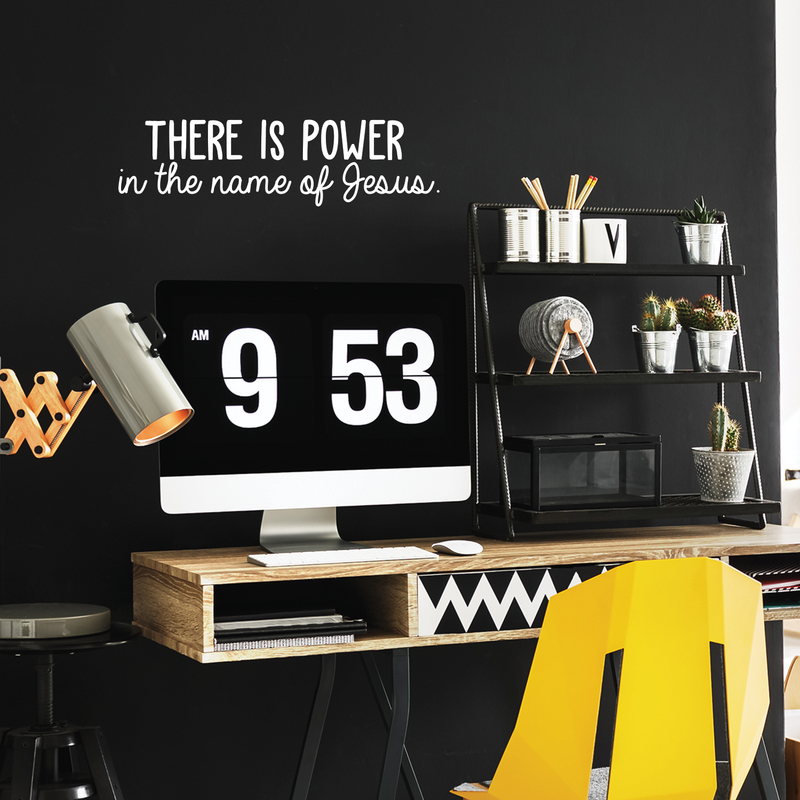 Vinyl Wall Art Decal - There Is Power In The Name Of Jesus - 8" x 30" - Modern Inspirational Religious God Faith Quote For Home Bedroom Office Church Decoration Sticker 2