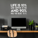 Vinyl Wall Art Decal - Life Is 10 Percent What Happens To You - 17" x 26" - Modern Inspirational Positive Quote For Home Apartment Bedroom Living Room Office Decoration Sticker 1