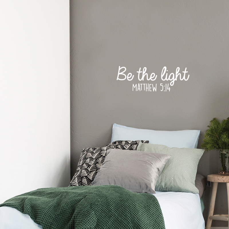 Vinyl Wall Art Decal - Be The Light Matthew 5:14 - 9" x 25" - Modern Inspirational Religious Bible Verse Quote For Home Bedroom Office Church Decoration Sticker 2