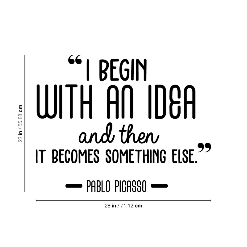 Vinyl Wall Art Decal - I Begin With An Idea And Then It Becomes Something Else - 22" x 28" - Trendy Inspirational Picasso Quote For Home Bedroom Office Classroom Decoration Sticker 5