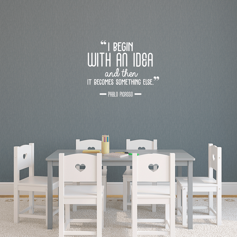 Vinyl Wall Art Decal - I Begin With An Idea And Then It Becomes Something Else - 22" x 28" - Trendy Inspirational Picasso Quote For Home Bedroom Office Classroom Decoration Sticker 3