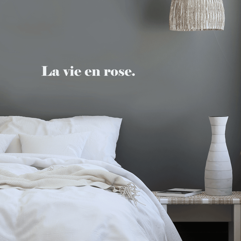 Vinyl Wall Art Decal - La Vie En Rose - 2" x 20" - Trendy Inspirational French Song Quote For Women Home Bedroom Girls Room Living Room Office Decoration Sticker 2