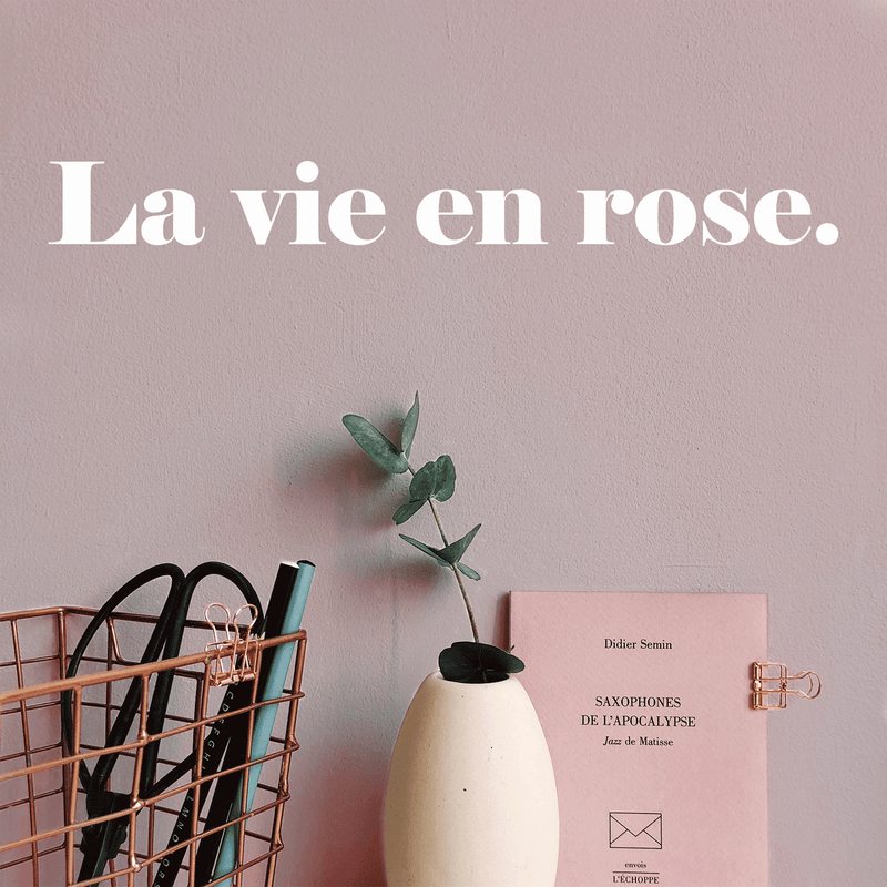 Vinyl Wall Art Decal - La Vie En Rose - 2" x 20" - Trendy Inspirational French Song Quote For Women Home Bedroom Girls Room Living Room Office Decoration Sticker 3