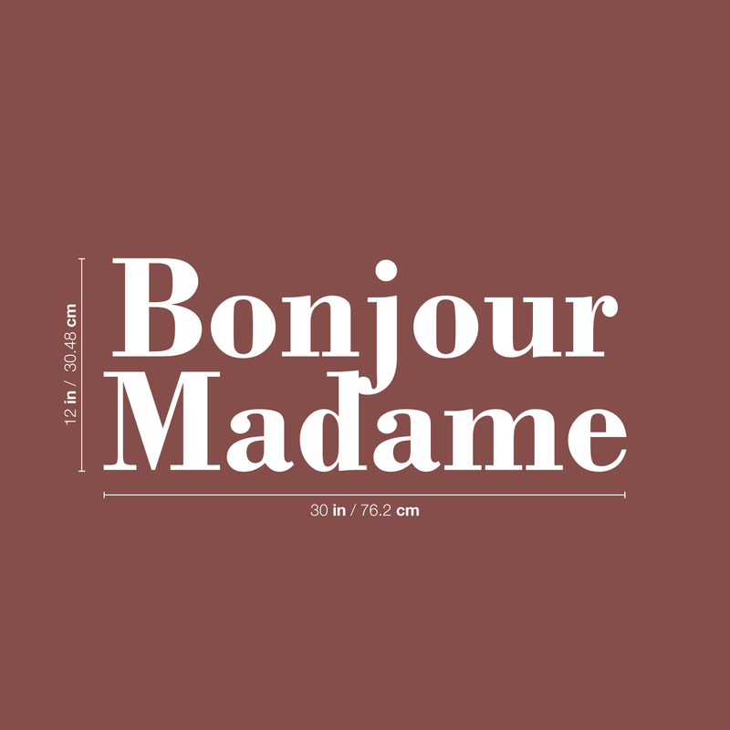 Vinyl Wall Art Decal - Bonjour Madame - 12" x 30" - Trendy Cute French Good Morning Quote For Women Home Bedroom Girls Room Living Room Office Decoration Sticker 3