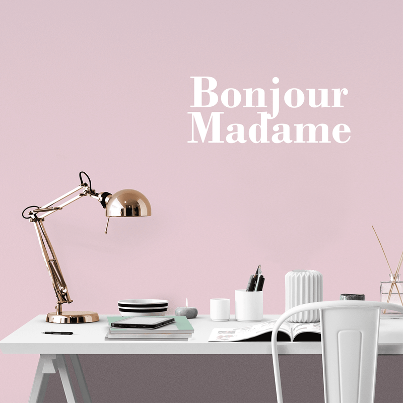 Vinyl Wall Art Decal - Bonjour Madame - 12" x 30" - Trendy Cute French Good Morning Quote For Women Home Bedroom Girls Room Living Room Office Decoration Sticker 4