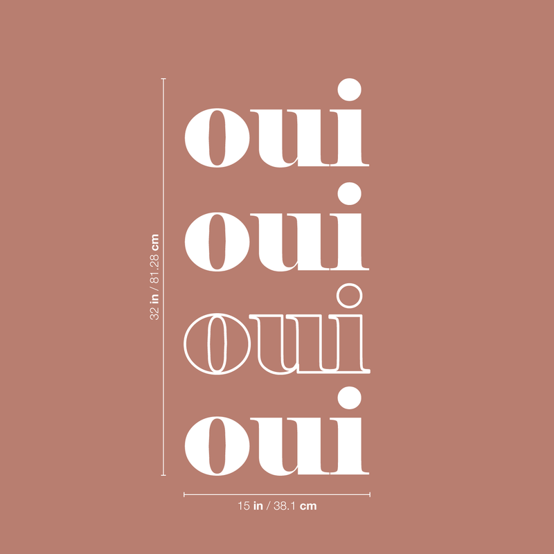 Vinyl Wall Art Decal - Oui Oui Oui Oui - 32" x 15" - Trendy Cute French Design Quote For Home Bedroom Girls Room Living Room Office Coffee Shop Decoration Sticker 2