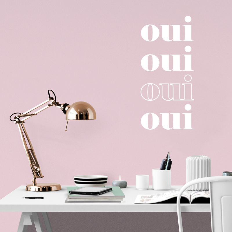 Vinyl Wall Art Decal - Oui Oui Oui Oui - 32" x 15" - Trendy Cute French Design Quote For Home Bedroom Girls Room Living Room Office Coffee Shop Decoration Sticker 3