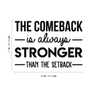 Vinyl Wall Art Decal - The Comeback Is Always Stronger Than The Setback - 17" x 25" - Modern Motivational Quote For Home Living Room Bedroom Office Decoration Sticker 4