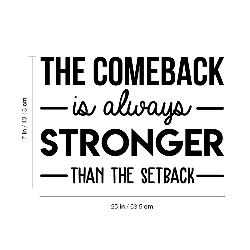 Vinyl Wall Art Decal - The Comeback Is Always Stronger Than The Setback - Modern Inspirational Quote For Home Living Room Bedroom Office Decoration Sticker 4