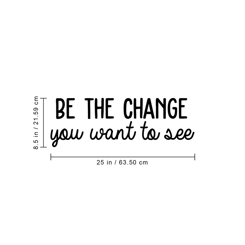 Vinyl Wall Art Decal - Be The Change You Want To See - 8.5" x 25" - Modern Motivational Quote For Home Apartment Bedroom Office Workplace Coffee Shop School Decoration Sticker 4