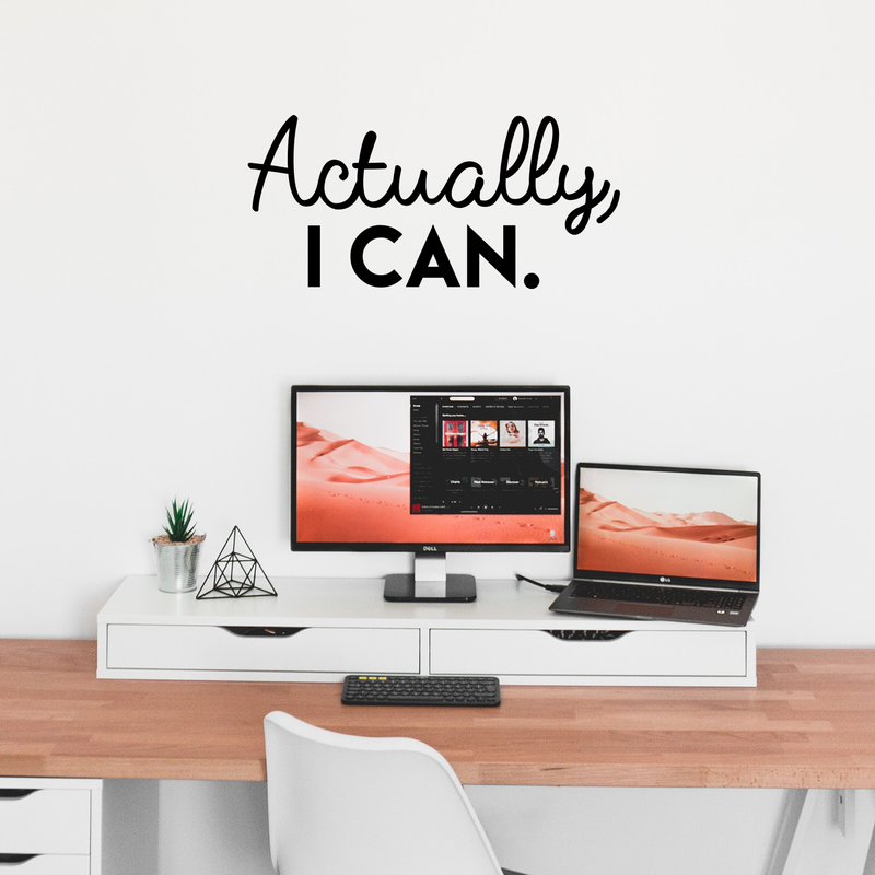 Vinyl Wall Art Decal - Actually I Can - 14" x 30" - Trendy Motivational Self-Confidence Quote For Home Apartment Bedroom Living Room Office Workplace Decoration Sticker 1