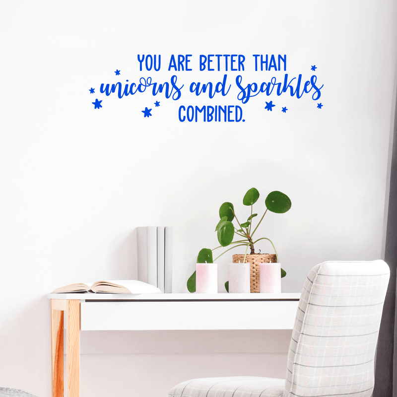 Vinyl Wall Art Decal - You Are Better Than Unicorns And Sparkles Combined - Modern Motivational Quote For Home Bedroom Kids Room Office Decoration Sticker 2