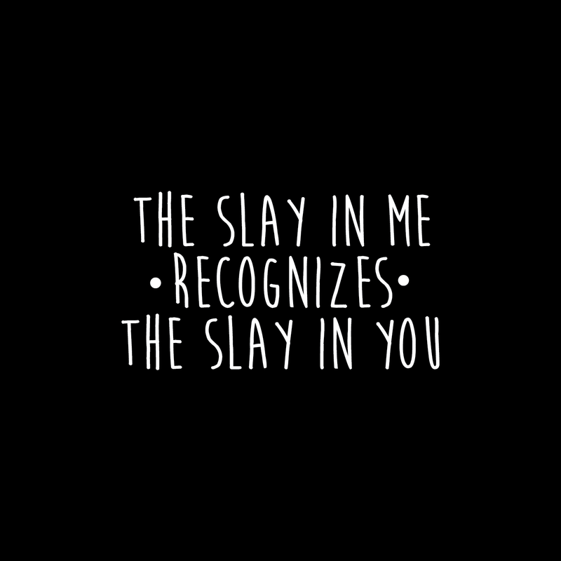 Vinyl Wall Art Decal - The Slay In Me Recognizes The Slay In You - 14" x 25" - Trendy Motivational Funny Quote For Home Bedroom Office Workplace Coffee Shop Yoga Class Decoration Sticker 2