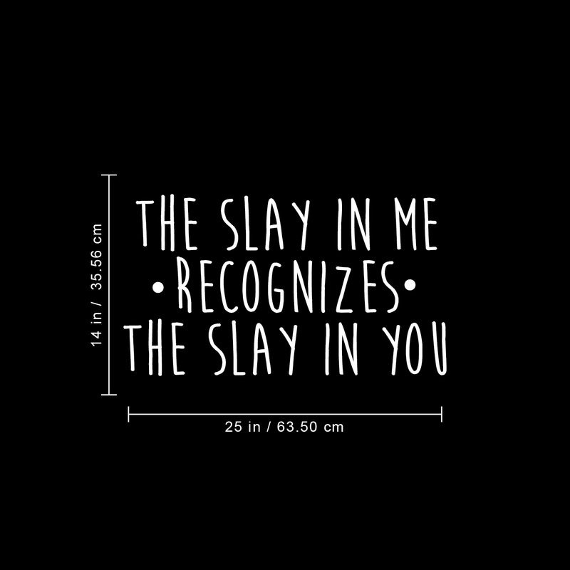 Vinyl Wall Art Decal - The Slay In Me Recognizes The Slay In You - 14" x 25" - Trendy Motivational Funny Quote For Home Bedroom Office Workplace Coffee Shop Yoga Class Decoration Sticker 3