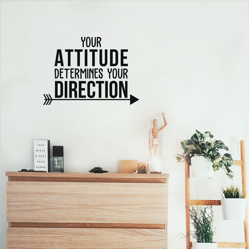 Vinyl Wall Art Decal - Your Attitude Determines Your Direction - 17" x 24" - Modern Motivational Quote For Home Living Room Bedroom Office Arrow Decoration Sticker 2