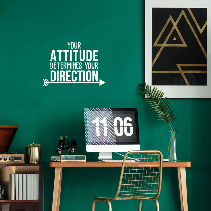 Vinyl Wall Art Decal - Your Attitude Determines Your Direction - 17" x 24" - Modern Motivational Quote For Home Living Room Bedroom Office Arrow Decoration Sticker 3