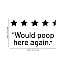 Vinyl Wall Art Decal - Would Poop Here Again - Trendy Funny Bathroom Quote For Home Apartment Bedroom Toilet Place Kids Room Decoration Sticker 4