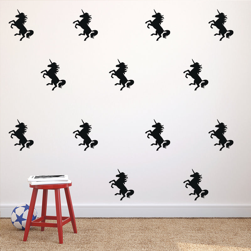 Set Of 20 Vinyl Wall Art Decals - Unicorns Pattern - 7" x 5.5" Each - Beautiful Girly Stencil Adhesives - Removable Unicorn Sticker Decal For Girls Teens Nursery Bedroom Dorm Room Home Decor 3