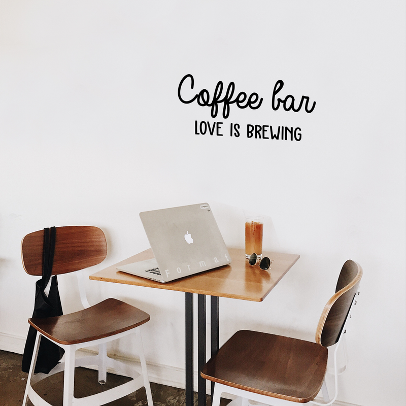 Vinyl Wall Art Decal - Coffee Bar Love Is Brewing - 10" x 23" - Trendy Quote For Coffee Lovers Home Kitchen Living Room Coffee Shop Office Cafe Decoration Sticker 3