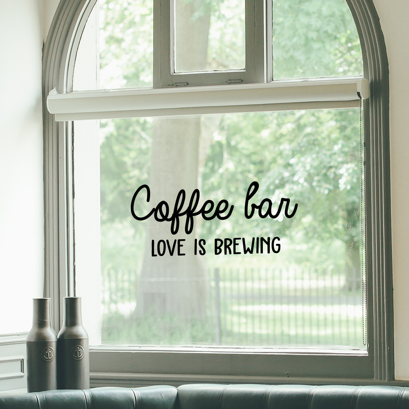 Vinyl Wall Art Decal - Coffee Bar Love Is Brewing - 10" x 23" - Trendy Quote For Coffee Lovers Home Kitchen Living Room Coffee Shop Office Cafe Decoration Sticker 2