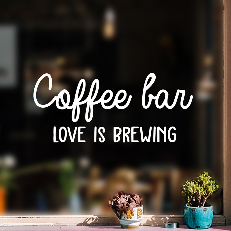 Vinyl Wall Art Decal - Coffee Bar Love Is Brewing - 10" x 23" - Trendy Quote For Coffee Lovers Home Kitchen Living Room Coffee Shop Office Cafe Decoration Sticker 2