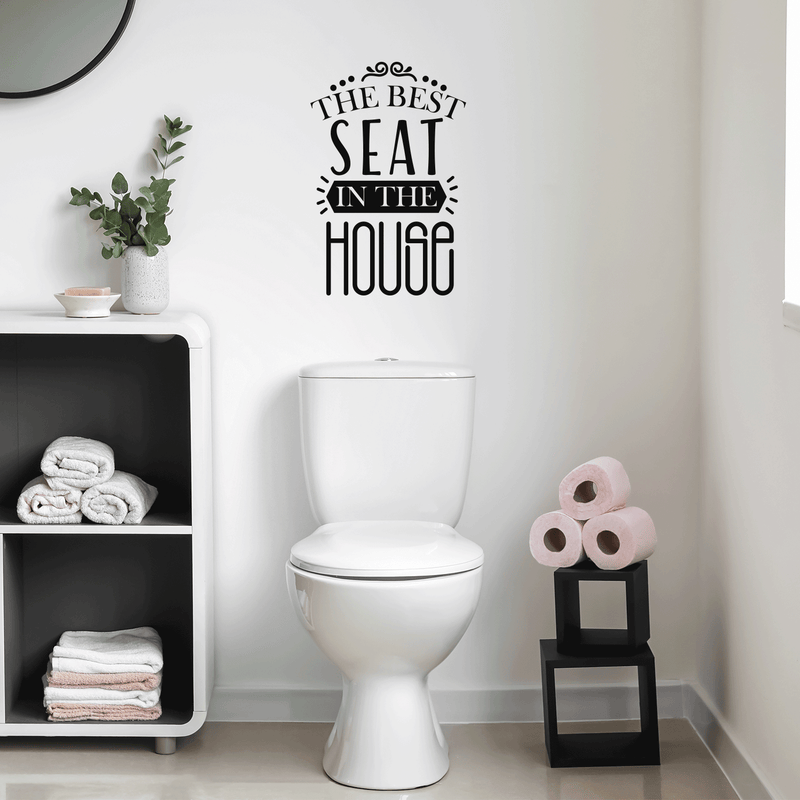 Vinyl Wall Art Decal - The Best Seat In The House - 25.5" x 17" - Trendy Funny Sarcastic Bathroom Door Quote For Home Apartment Bedroom Kids Room Decoration Sticker 5