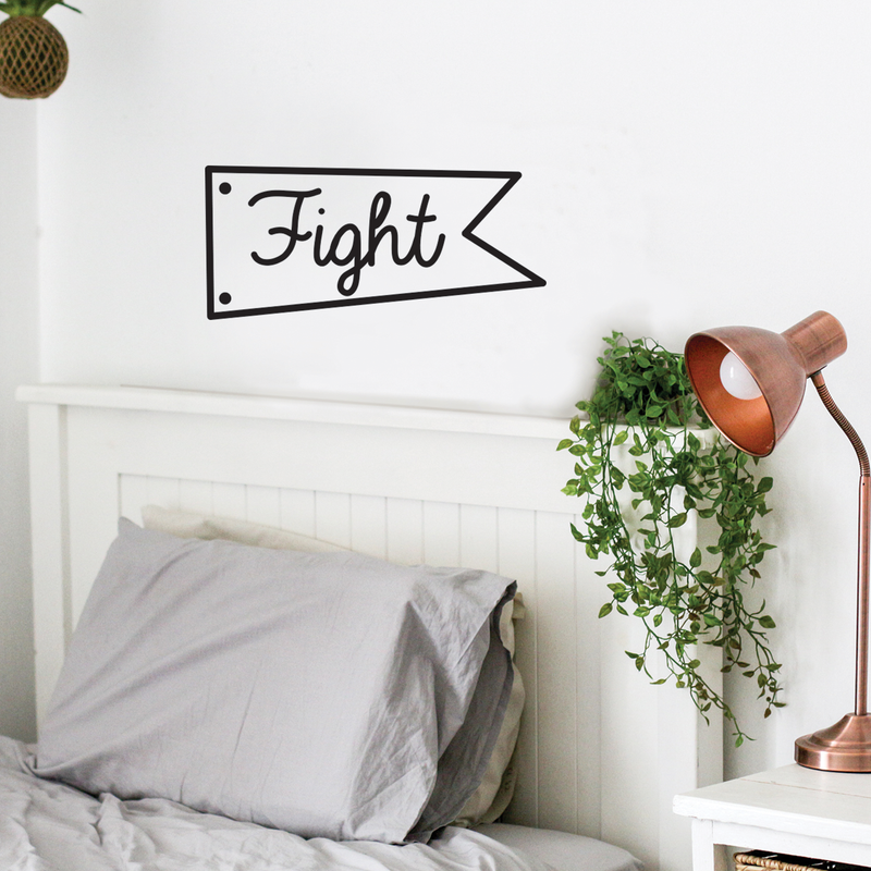 Vinyl Wall Art Decal - Fight Banner - Trendy Motivational Quote Flag Image For Home Bedroom Living Room Office Workplace Coffee Shop Decoration Sticker 5