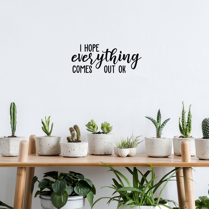 Vinyl Wall Art Decal - I Hope Everything Comes Out Ok - 9" x 22" - Modern Funny Sarcastic Quote For Home Bedroom Bathroom Restroom  School Decoration Sticker 3