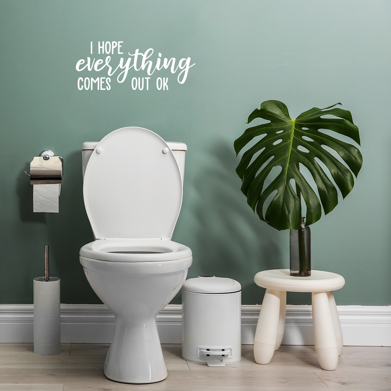 Vinyl Wall Art Decal - I Hope Everything Comes Out Ok - 9" x 22" - Modern Funny Sarcastic Quote For Home Bedroom Bathroom Restroom  School Decoration Sticker 4